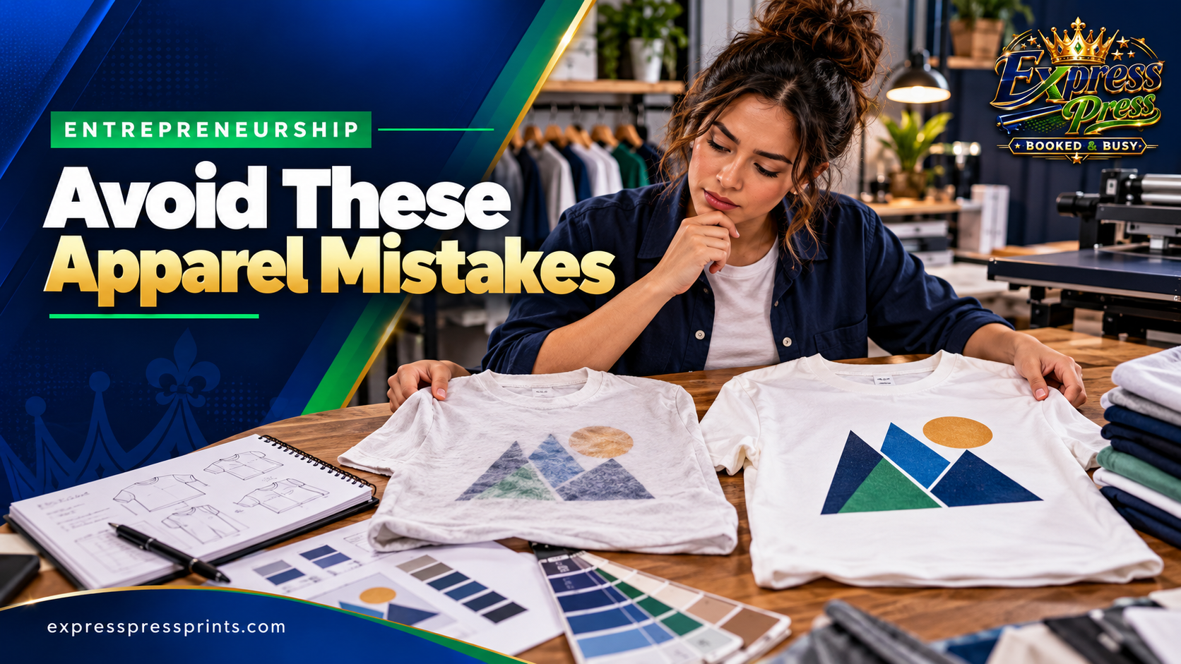 Apparel creator comparing faded and crisp printed T-shirt artwork