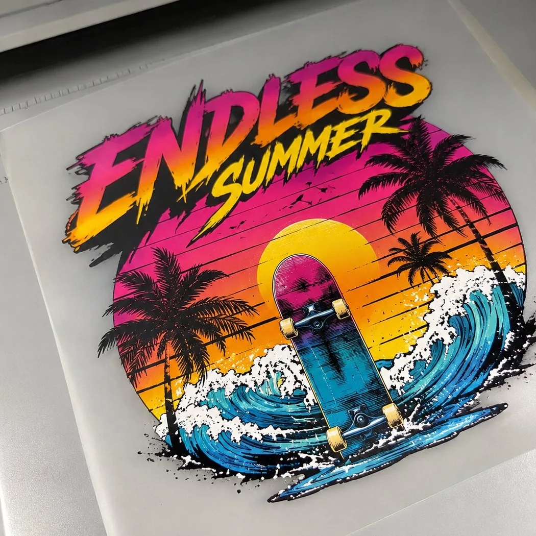 Printed DTF transfer film ready to press
