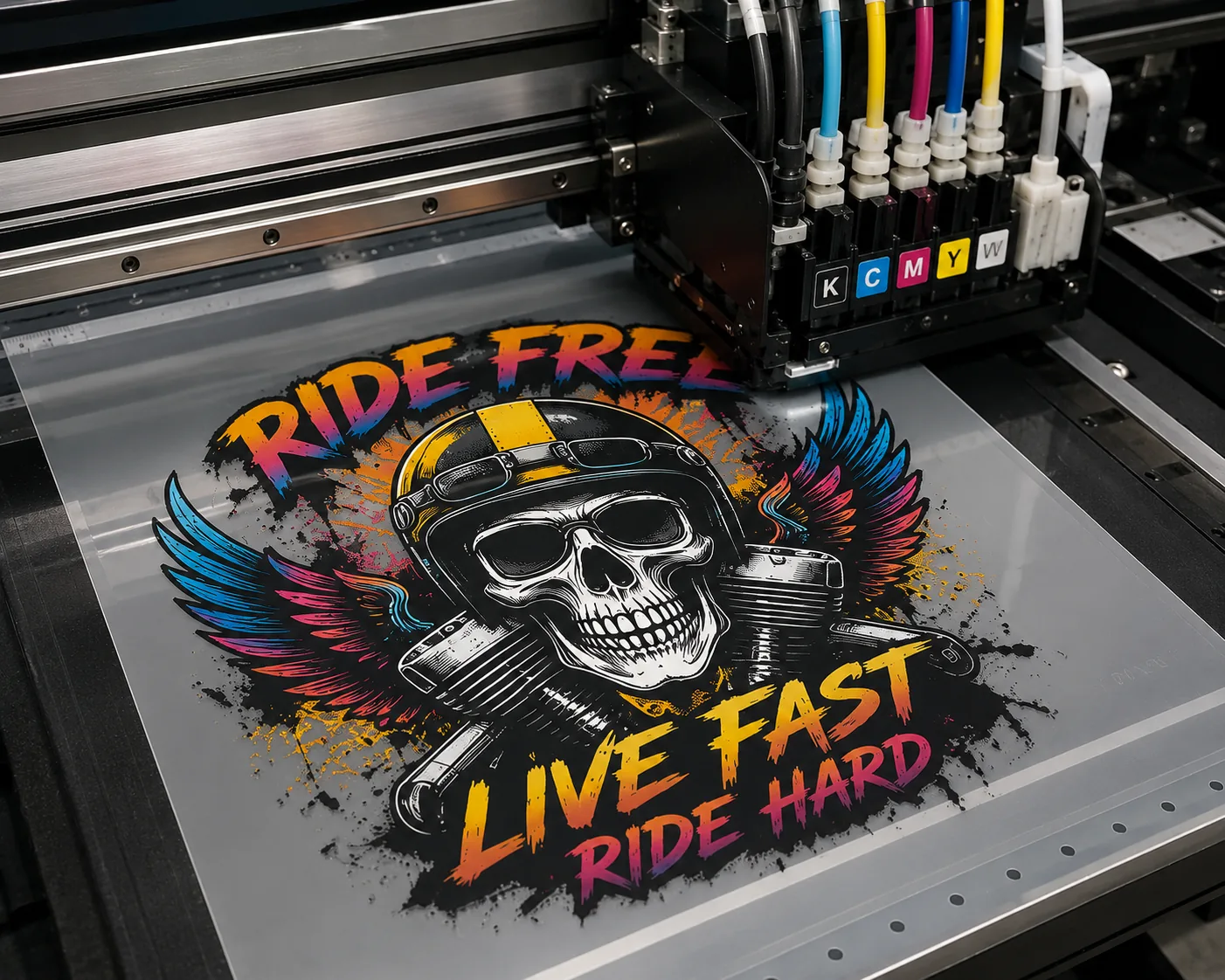 DTF transfer being printed
