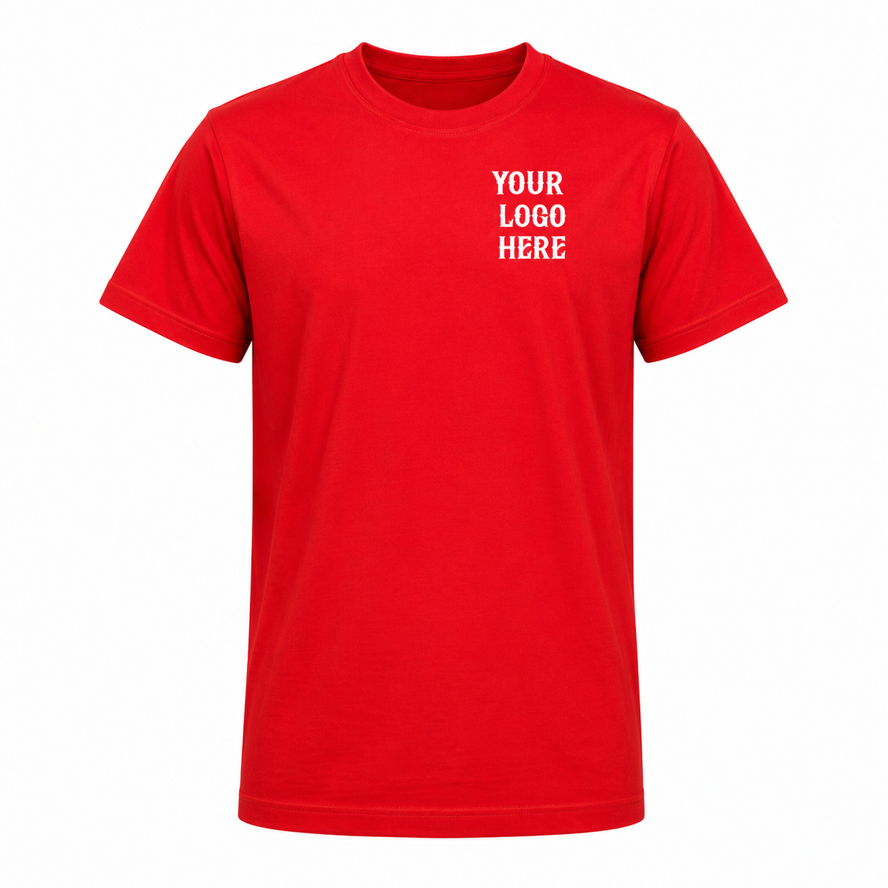 Front Short Sleeve Cotton Custom Tee — Left Chest